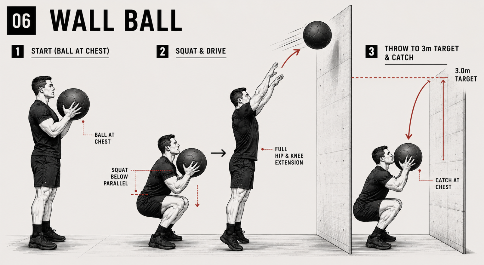 Wall ball sequence and target standards diagram for The Standard